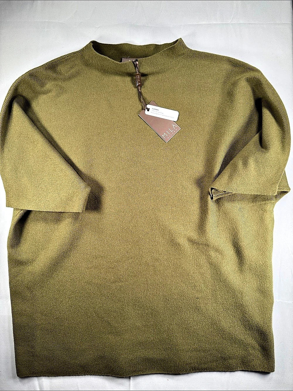 Mila Milano Short Sleeve Top in Green Size Medium NWT warm material❤️🍁🍁